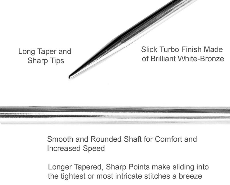 addi Rocket Lace Turbo 32 inch (80cm) US 1 (2.5mm) Circular Knitting Needle, Slick & Smooth Finish, Long Taper Sharp Tips, Smooth Joins, Blue Cord with 10 Colorful Stitch Markers - Image 4